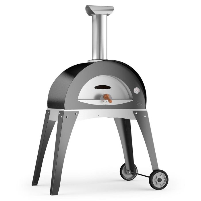 ALFA Ciao M 27Inch Outdoor WoodFired Pizza Oven Silver Gray