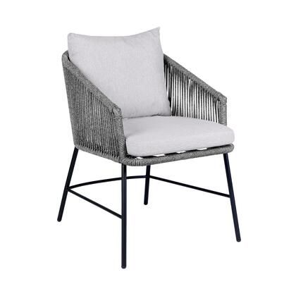 Armen Living Calica Outdoor Patio Dining Chair in Black Metal and